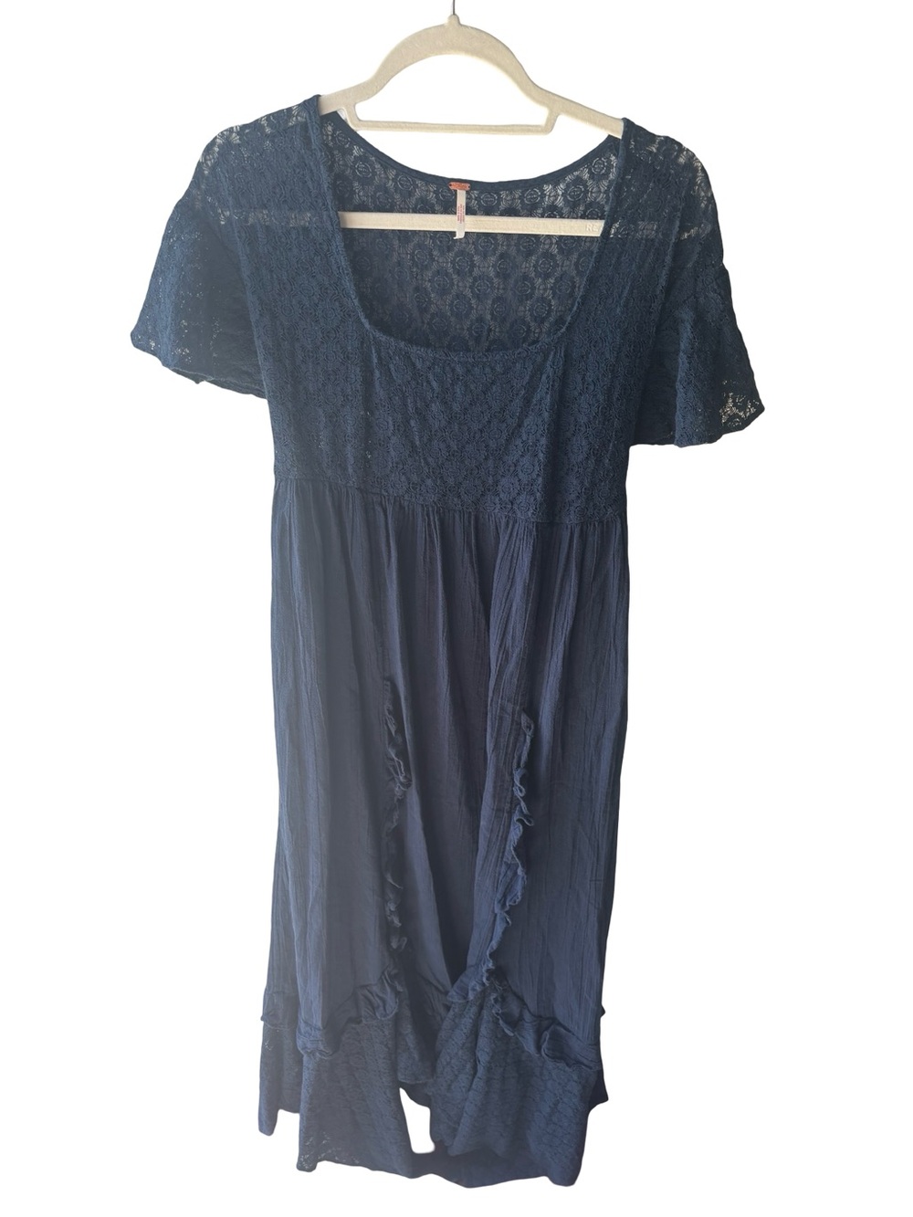 Free People "Bring the Romance" lace-bodice maxi dress Navy Medium - Picture 7 of 10